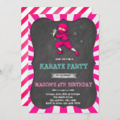 忍者の女の子の誕生日パーティーの招待 招待状 (正面/裏面)