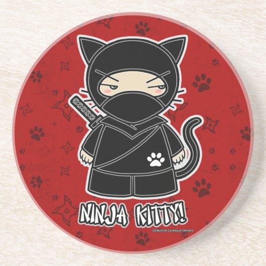 忍者の子猫! Ninjadorablesの赤のコースター コースター (正面)