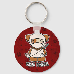 忍者の小犬! 赤いKeychain キーホルダー
