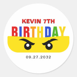 忍者の目ビルディングブロックレンガ 誕生日 ラウンドシール