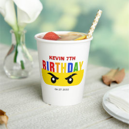 忍者の目ビルディングブロックレンガ 誕生日 紙コップ