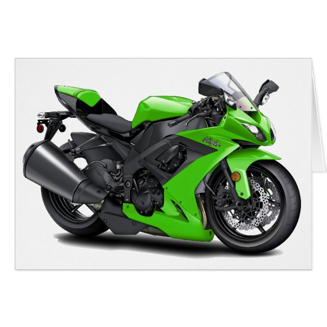 忍者の緑のバイク (正面横)