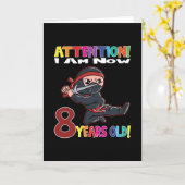 忍者の誕生日　わたしは今８歳だ カード (黄色い花)