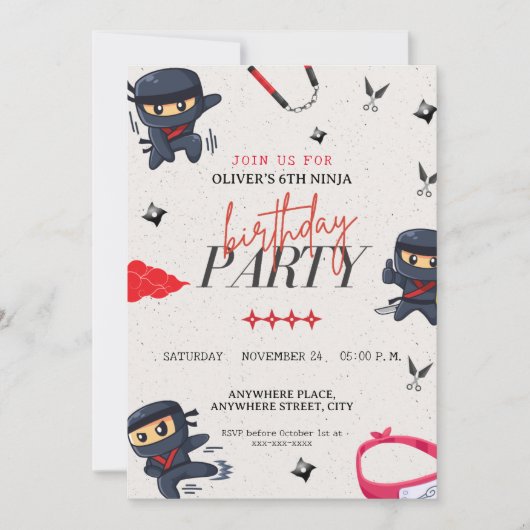 忍者の誕生日 招待状 (正面)