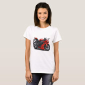 忍者の赤のバイク Tシャツ (正面フル)