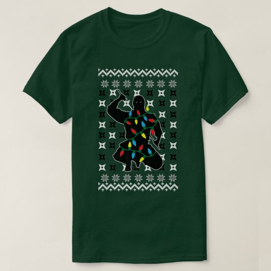 忍者の醜いクリスマスセーターデザインとクリスマス Tシャツ (デザイン正面)