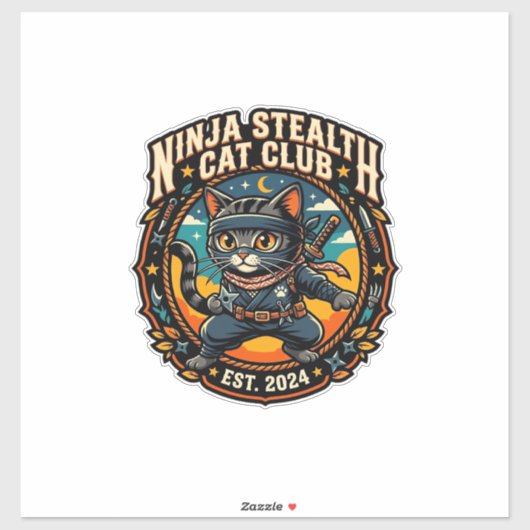 忍者みたいにこっそり猫 猫ママ ギフト アイデア - 忍者ステルス シール (シート)