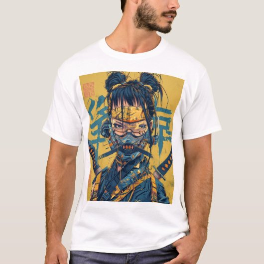 忍者アジアグラフィック小説イラストレーションTシャツ Tシャツ (正面)