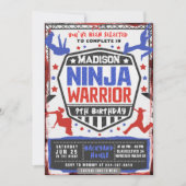 忍者アスリート戦士の誕生日パーティー招待状 招待状 (正面)