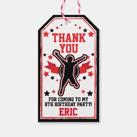 忍者ウォリアーズボーイズブラック&レッド誕生日 ギフトタグ (正面)