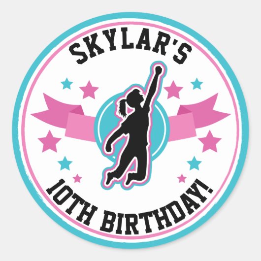 忍者ウォリアールガールズピンクティール（緑がかった色）誕生日 ラウンドシール (正面)