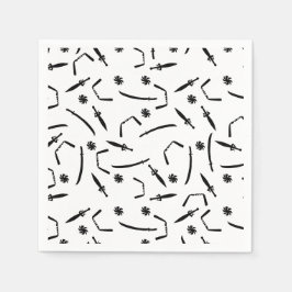 忍者ウォリアー子供の誕生日パーティー白黒 スタンダードカクテルナプキン