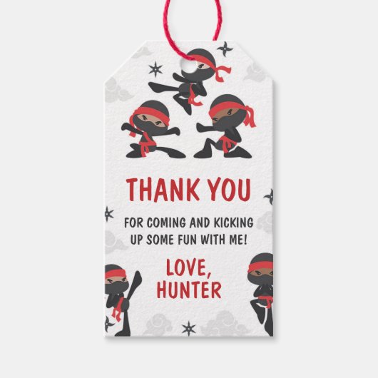 忍者ウォリアー武術アーツ空手誕生日の好意 ギフトタグ (正面)