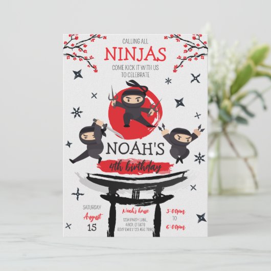 忍者ウォリアー武術アーツ誕生日 招待状 (スタンド正面)