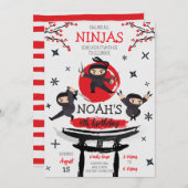 忍者ウォリアー武術アーツ誕生日 招待状 (正面/裏面)