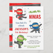忍者ウォリアー空手バースデーパーティ招待状 招待状 (正面/裏面)
