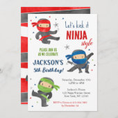忍者ウォリアー空手バースデーパーティ招待状 招待状 (正面/裏面)