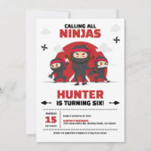 忍者ウォリアー空手武術アーツバースデーパーティー 招待状 (正面)