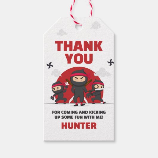忍者ウォリアー空手武術アーツ誕生日の好意 ギフトタグ (正面)