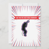 忍者ウォリアー誕生日パーティーの障害物コース 招待状 (裏面)