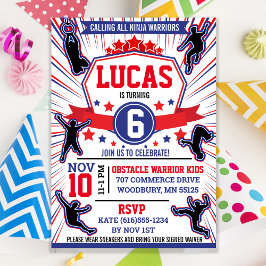 忍者ウォリアー誕生日パーティーの障害物コース 招待状