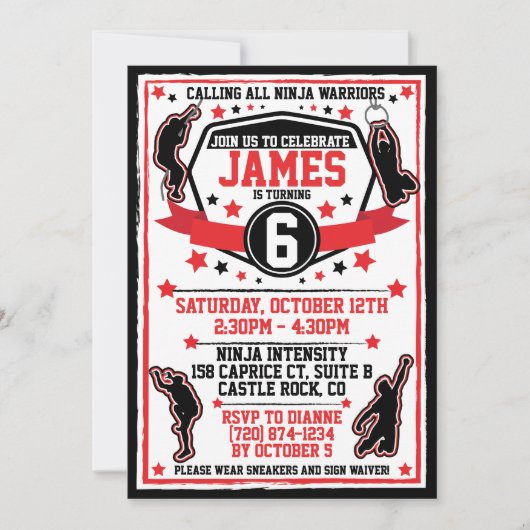 忍者ウォリアー誕生日招待状/パークア招待状 招待状 (正面)