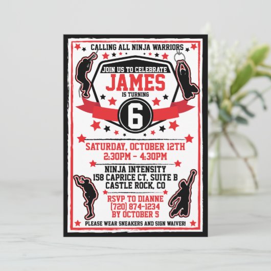 忍者ウォリアー誕生日招待状/パークア招待状 招待状 (スタンド正面)