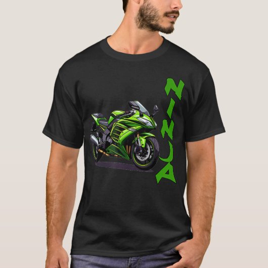 忍者オートバイスポーツバイク Tシャツ (正面)