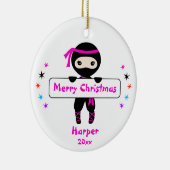 忍者オーナメント、女の子かわいい空手キッズクリスマス セラミックオーナメント (右)