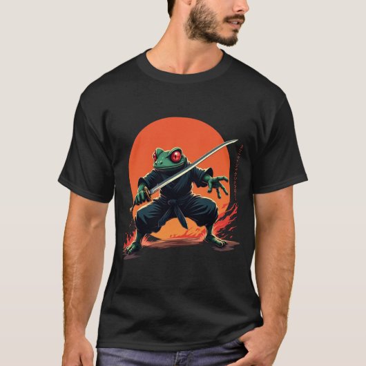 忍者カエル戦士 – Samurai Katana Anime Fighter Tシャツ (正面)