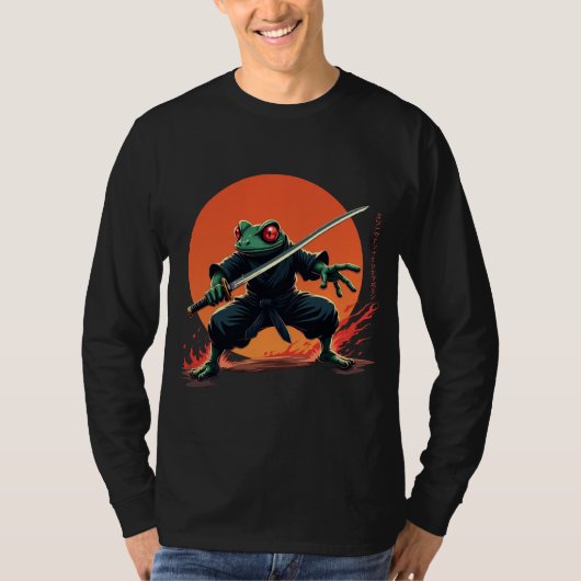 忍者カエル戦士 – Samurai Katana Anime Fighter Tシャツ (正面)