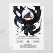 忍者カスタムアドベンチャー誕生日 招待状 (正面/裏面)