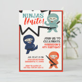 忍者カラフル空手誕生日 招待状 (スタンド正面)