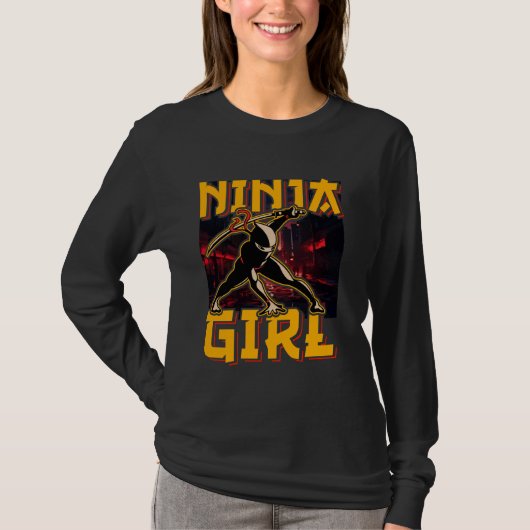 忍者ガールウォリアおもしろいー Tシャツ (正面)