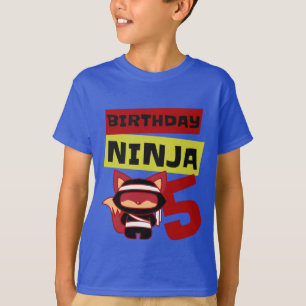 忍者キッズ5番目の誕生日私は5歳のボーイティー Tシャツ