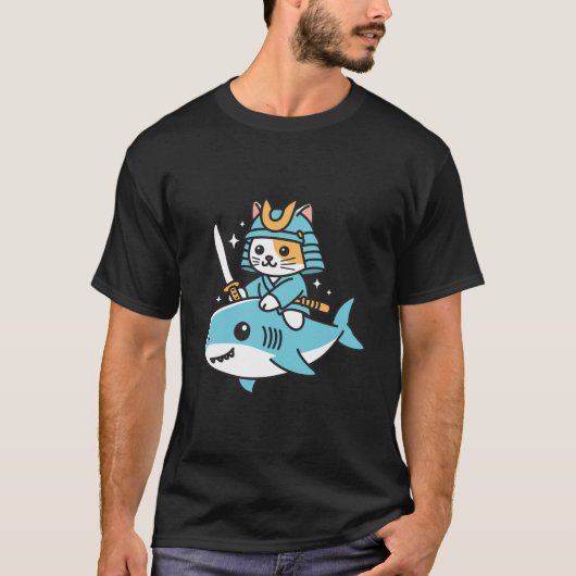 忍者キャットサムライライドシャーク Tシャツ (正面)
