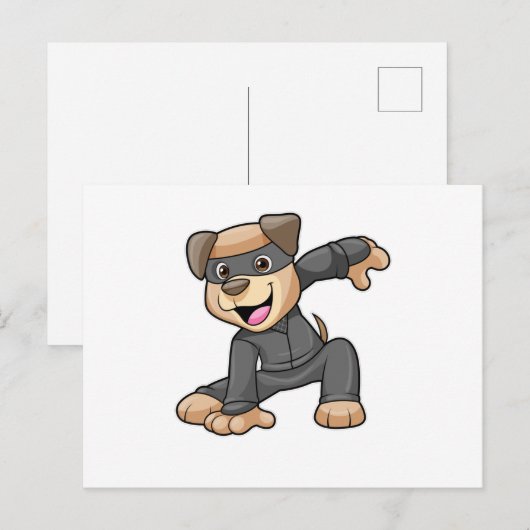 忍者コスプレの犬 ポストカード (正面/裏面)