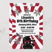 忍者サムライウォリアー子供の誕生日パーティー招待状 招待状 (正面/裏面)