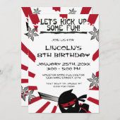 忍者サムライウォリアー子供の誕生日パーティー招待状 招待状 (正面/裏面)