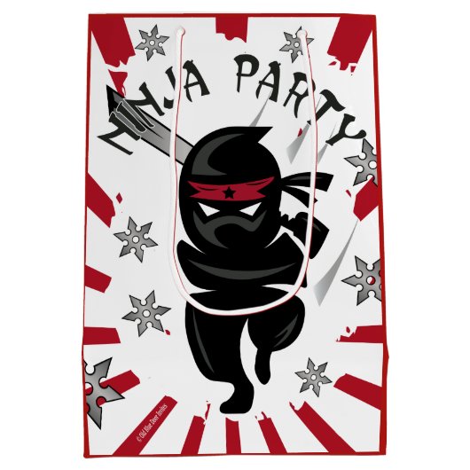 忍者サムライウォリアー誕生日パーティー抱き枕 ミディアムペーパーバッグ (裏面)