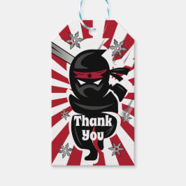 忍者サムライサンキューバースデーパーティーメッセージカード ギフトタグ