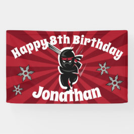 忍者サムライパーソナライズされたハッピーバースデーバナー 横断幕