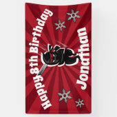 忍者サムライパーソナライズされたハッピーバースデーバナー 横断幕 (縦)