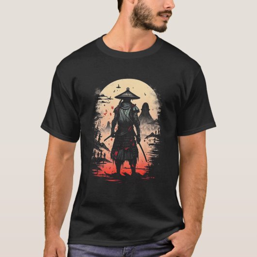 忍者サムライ日本のーヴィンテージファイター陰陽Ci Tシャツ (正面)