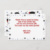 忍者スタイルの子供の誕生日 サンキューカード (正面/裏面)