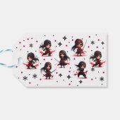 忍者スタイル子供のガーリー誕生日 ギフトタグ (裏面横)