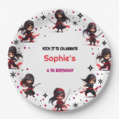 忍者スタイル子供のガーリー誕生日 ペーパープレート (正面)