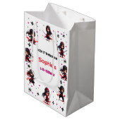 忍者スタイル子供のガーリー誕生日 ミディアムペーパーバッグ (正面アングル)