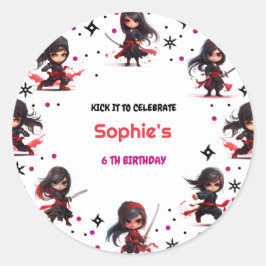 忍者スタイル子供のガーリー誕生日 ラウンドシール