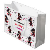 忍者スタイル子供のガーリー誕生日 ラージペーパーバッグ (正面アングル)